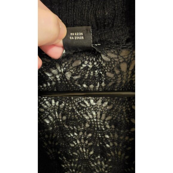 GUESS SWEATER Dress Womens SMALL BLACK STRETCH Open Knit Collar Pull on Y2K Goth - Picture 5 of 7